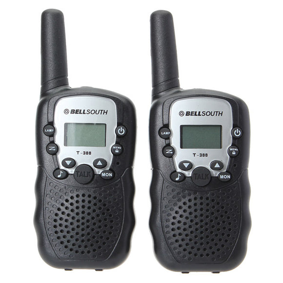 2pcs T-388 0.5W UHF Auto Multi-Channels Mini Radios Walkie Talkie Black