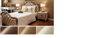 10m Wall Sticker Wave Stripe Non-Woven Crescent Flocking Wallpaper Home Bedroom Living Room Decor - Gold