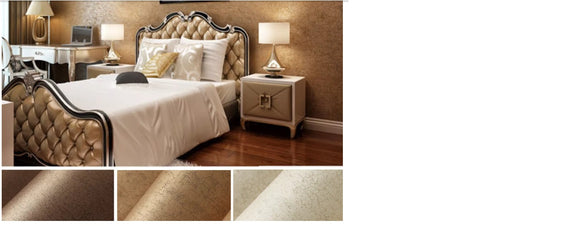 10m Wall Sticker Wave Stripe Non-Woven Crescent Flocking Wallpaper Home Bedroom Living Room Decor - Gold