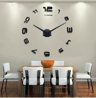 LARGE 3D BLACK STUNNING DIY NUMBER WALL CLOCK