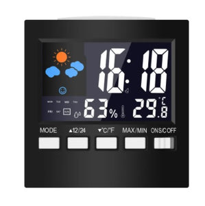 Multifunctional Color LCD Screen Temperature Hygrometer Weather Calendar Week Time Alarm Clock