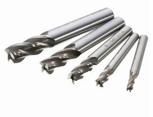5pcs 4/6/8/10/12mm 3 Flute HSS Aluminium End Mill Cutter CNC Bit