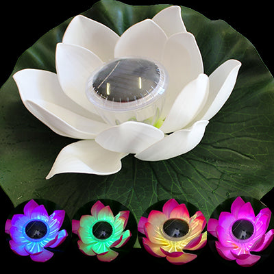 Solar pool light RGB White Lotus flower