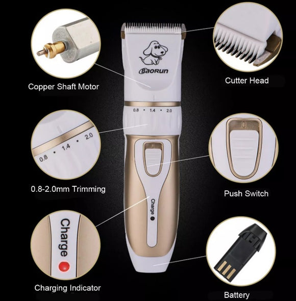 Pet Cat Dog Electric Hair Trimmer Cordless Rechargeable Clipper Precision Grooming Tool