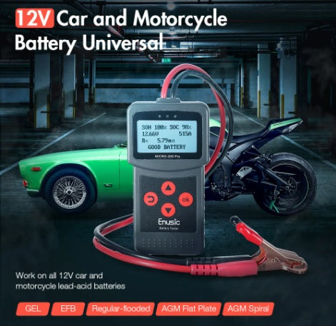 Enusic™ Micro-200 Pro 12V Car Motorcycle Battery Tester SAE CCA JIS Digital Battery Analyzer