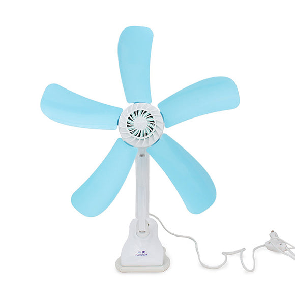 220V 8W Portable Light Blue Ultra Quiet 5 Leaves Electric Clip Fan Breezer Cooler