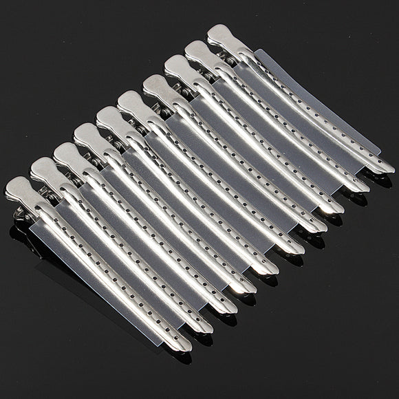 10Pcs Professional Salon Metal Silver Duck Mouth Hair Clips