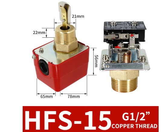 HFS-15 Automatic Stainless Steel Paddle Water Flow Switch Liquid Controller Valve Sensor 1 Inch 1/2 3/4 12V to AC220V