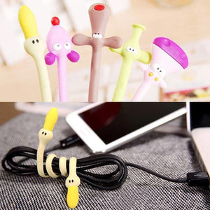 10Pcs Color Random Animal Shaped Rubber Earphone Line Winder