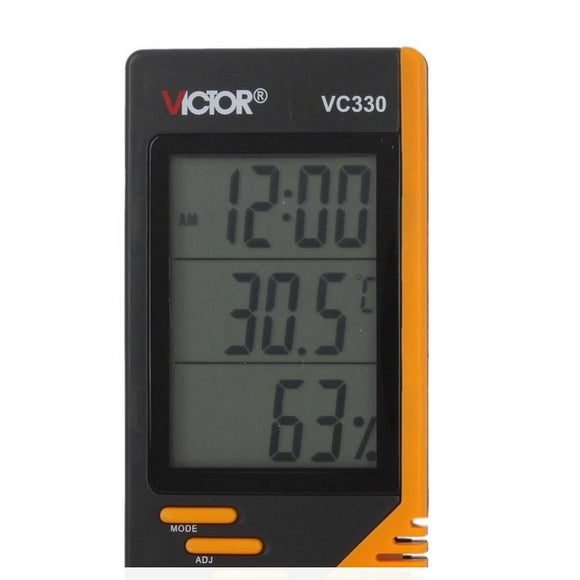 VC330 Digital LCD Indoor Thermometer Hygrometer Clock Humidity Meter