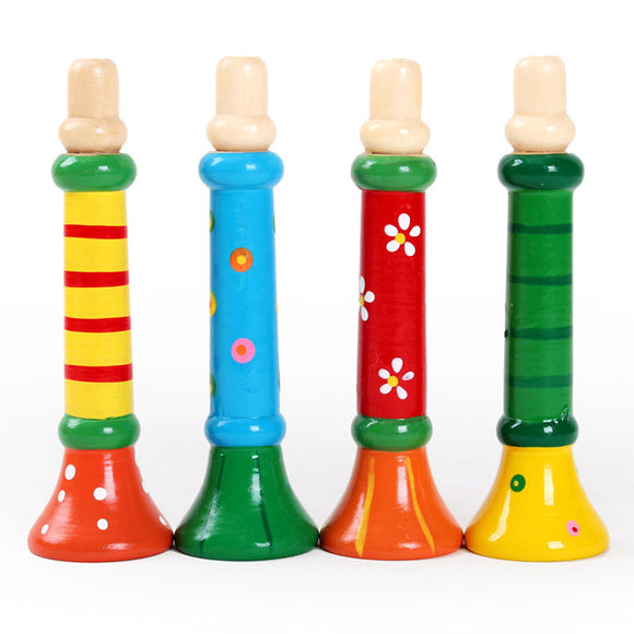 Baby Child Kid Colorful Wooden Trumpet Hooter Horn Educational Musical Instrument Toy
