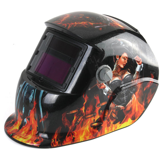 Revolver Girl Solar Auto Darkening Welding Grinding  Arc Tig Mig Helmet Mask