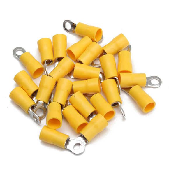 25pcs Yellow Rubber PVC Terminals Insulated Ring Connector 4.0-6.0mm