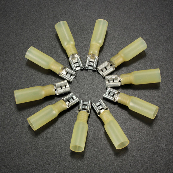 10PCS 0.7cm Yellow Terminals Insulated Female Spade Connector 4.0-6.0mm 12-10AWG