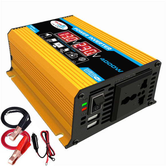 1200W Peak Car Power Inverter DC 12V to AC 110V 220V Dual USB Modified Sine Wave Converter With LED Screen