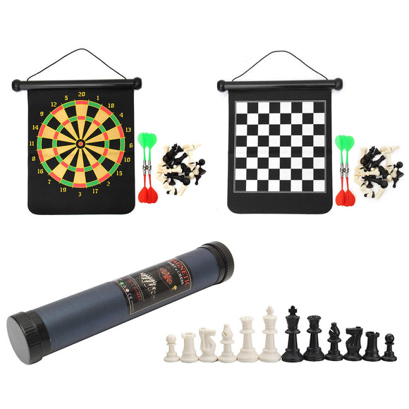 2 in 1 36*31cm Chess Set Magnetic Dart Board Outdoor Travel Family Entertainment Chess Dart Game