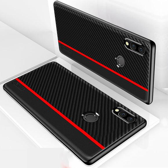 Bakeey Shockproof Carbon Fiber Soft Silicone Edge PU Leather Protective Case for Xiaomi Redmi Note 7 / Redmi Note 7 Pro