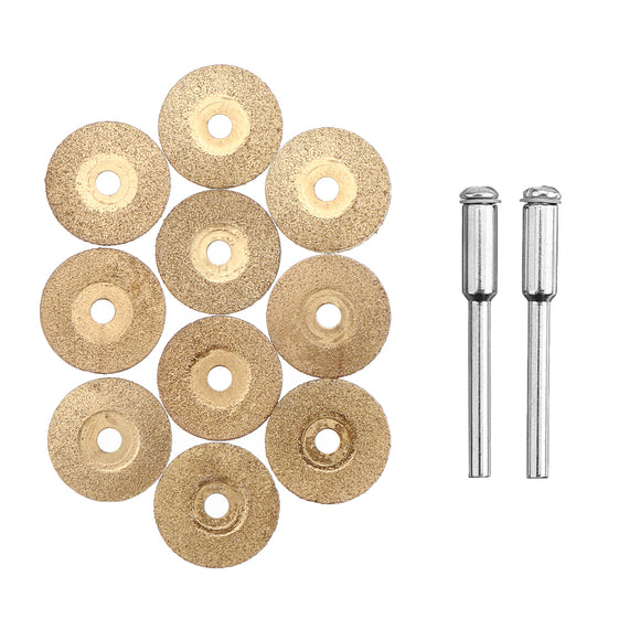 Drillpro 10pcs Diamond Grinding Wheel Metal Cutting Disc for Rotary Tool with 2 Mandrel