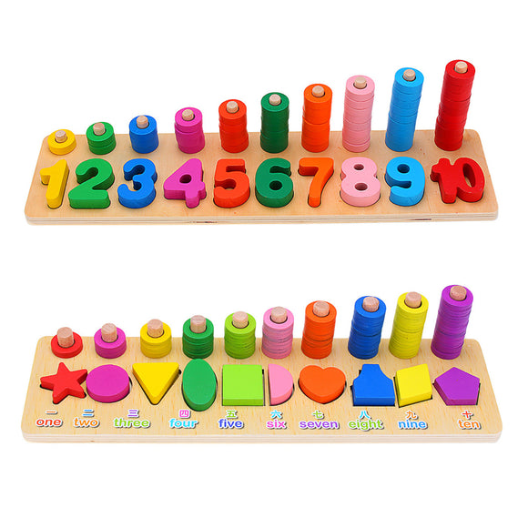 Educational Wooden Toys Kids Preschool Puzzle Number Geometric Training Game