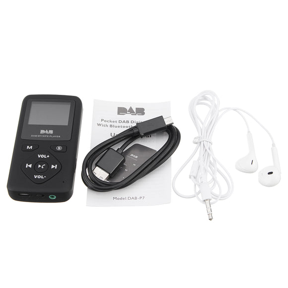 Portable Bluetooth DAB+ DAB Digital FM Radio Rechargeable Battery + Earphone