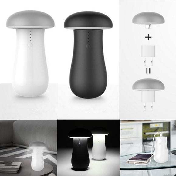LED Wireless Mushroom Night Lamp Power Bank Portable Power Source Table Light