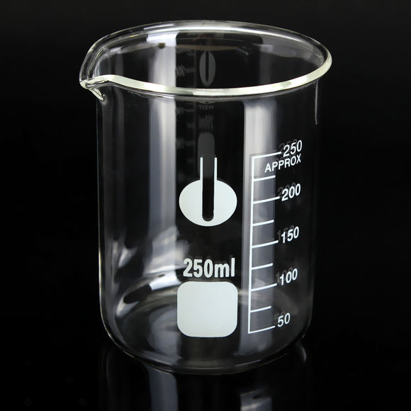 250mL Graduated Borosilicate Glass Beaker Lab Volumetric Laboratory Glassware