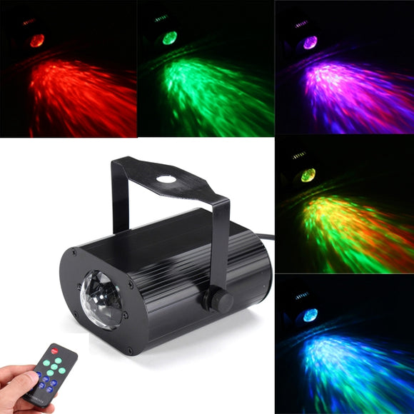6W RGB Remote LED Water Wave Stage Lighting Disco Party Projector AC85-265V