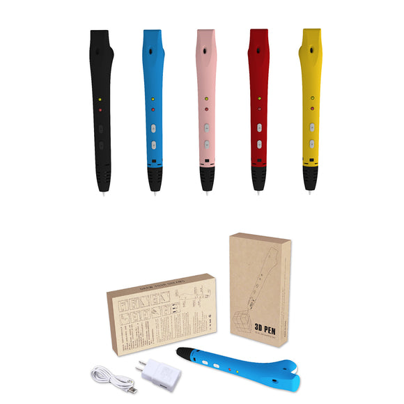 YDV8 Black/BLue/Red/Yellow/Pink Low Temperature 3D Printing Pen Kit with EU Plug