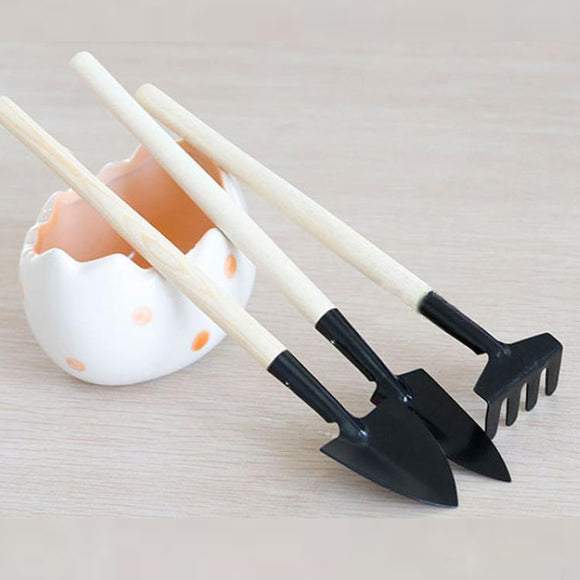 Mini Small Shovel Rake Spade Set Wood Handle Metal Head Kids Tool Play Toy Set Gifts