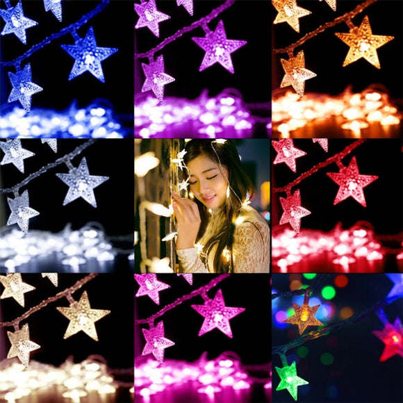 Battery Powered 2M 20LEDs Star Shaped Waterproof Fairy String Lights  For Wedding Christmas