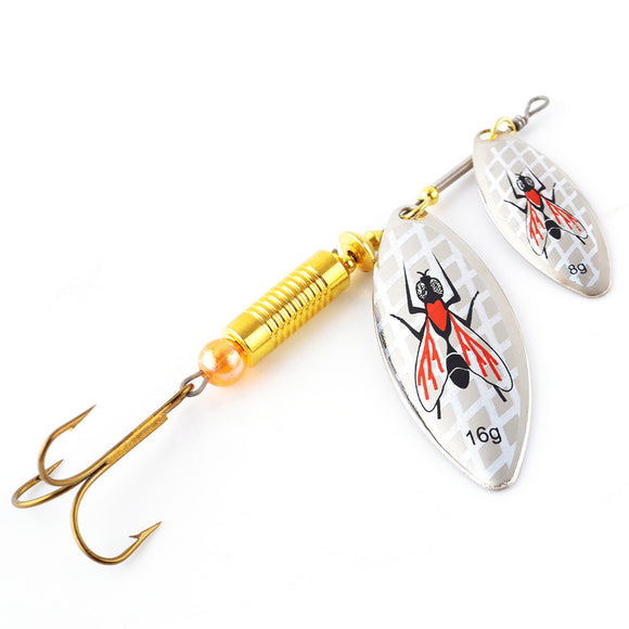Double Spoon Sequins Bass Lure Bait Minnow Fishing Lure Triple Hook with Hook