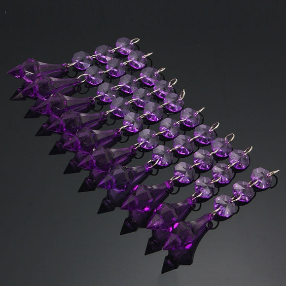 10 x Acrylic Purple Crystal Beads Garland Chandelier Hanging Wedding Party Decor