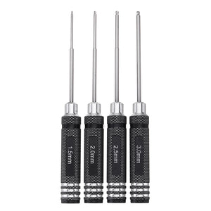 Drillpro 4pcs H1.5/2.0/2.5/3.0mm HSS Ball Screwdrivers Tool Kit Black Repair Tool Set