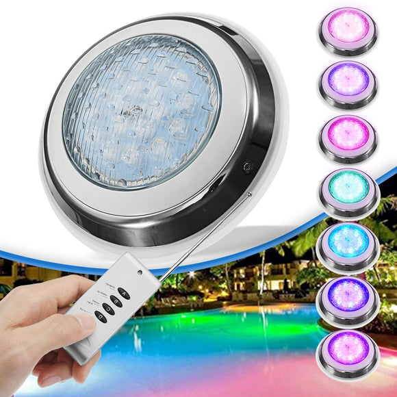 54W RGB Remote Control LED Swimming Pool Light Underwater Waterproof Wall Mounted Night Light