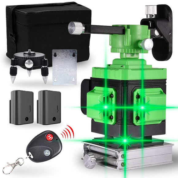 12 Lines 3D Green Laser Level 360 Rotary Cross Horizontal Measure Self Leveling