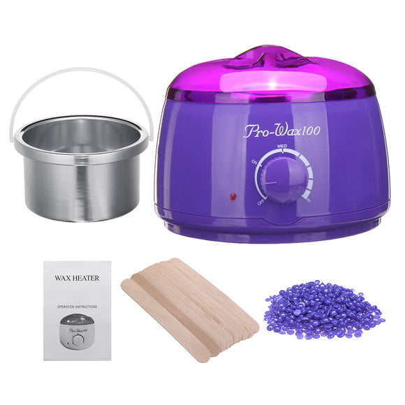 Hair Removal Wax Warmer Kit Wax Heater Machine 500cc 100g Hard Wax Beans 12PCS Wax Applicator Sticks