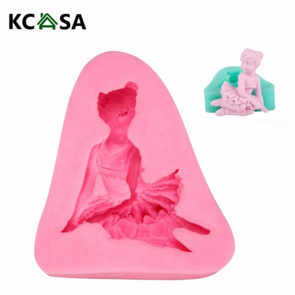 KCASA3D Ballet Girl Silicone Fondant Mold Chocolate Soap Mould Sugarcraft