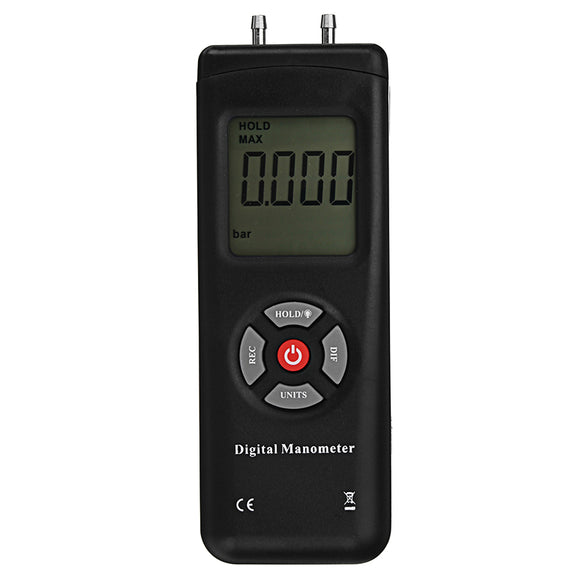 TL-102 LCD Digital Manometer Differential Gauge Air Pressure Meter 10Psi Data Hold 11 Units