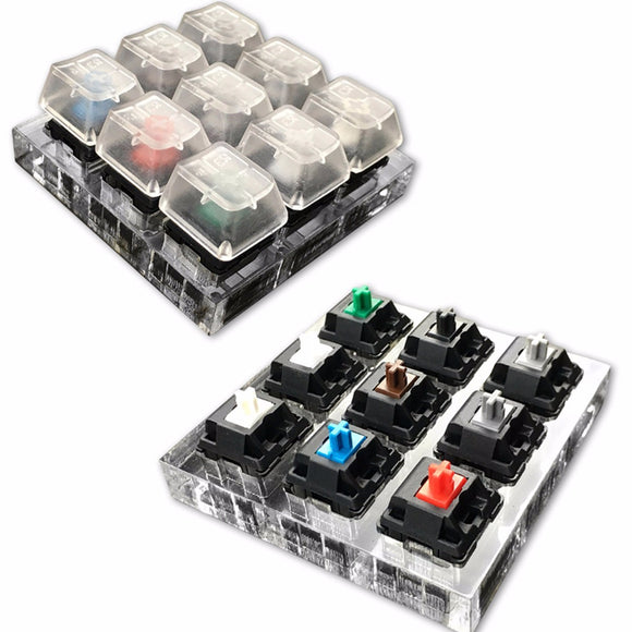 M.way 9 Cherry MX Switches a Set Acrylic Mechanical Keyboard Switch Tester Kit Clear Keycaps