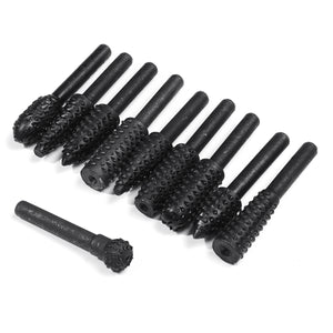 10Pcs Wood Carving Rotary File Rasp Power Drill Bits Tool Micro Cutter Rotary Burr Tools