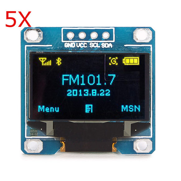 5Pcs 0.96 Inch Blue Yellow IIC I2C OLED Display Module For Arduino