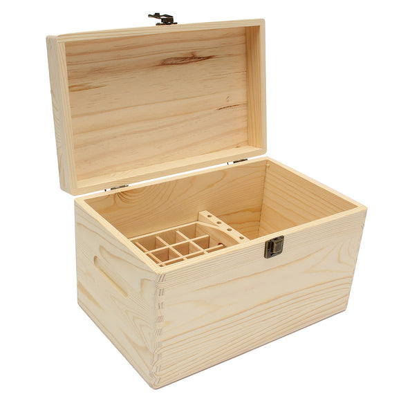 47 Slots Essential Oils Wooden Box Container Solid Pine Pure Natural Wood Storage Case