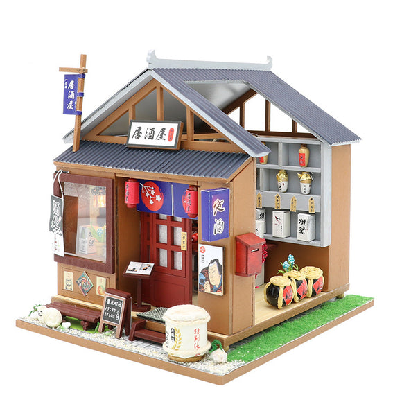 Hoomeda M037 DIY Doll House One Of The IZAKAYA With Cover Music Movement Gift Decor Toys