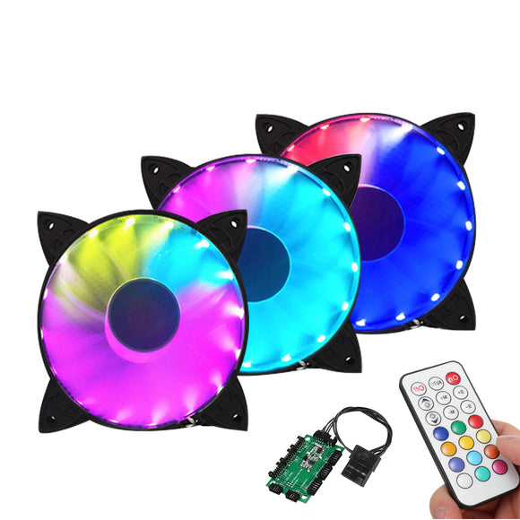 Coolman 30000Hrs 3PCS 120mm RGB Adjustable LED Cooling Fan with Controller Remote For PC Cooling