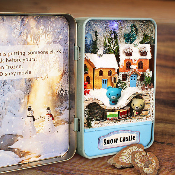 Hoomeda E003 Snow Castle With LED Light DIY Dollhouse Box Theatre Kids Gift Collection