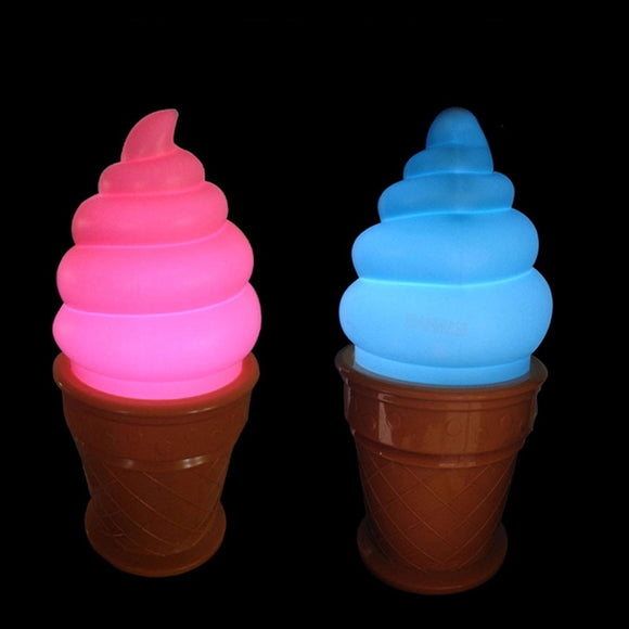 LED Ice Cream Cone Night Light Desk Table Lamp For Kids Bedroom Decor Lights