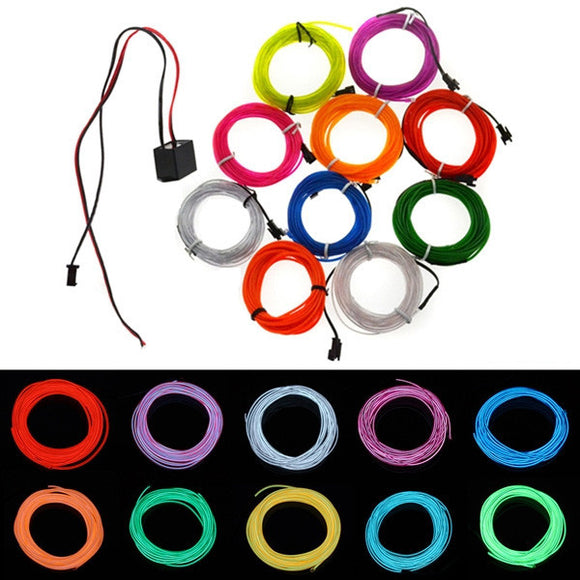 2M 10 Colors 12V Flexible Neon EL Wire Light Dance Party Decor Light