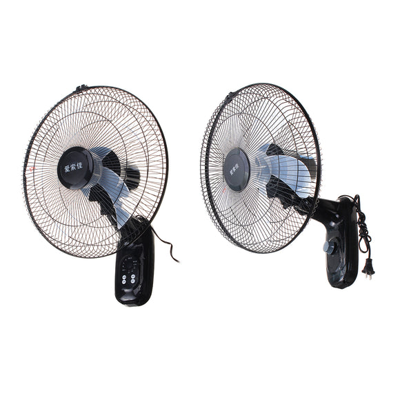 220V 16'' Oscillating Wall Mounted Fan Home Cooling Fan Timer 3 Gears Adjustable