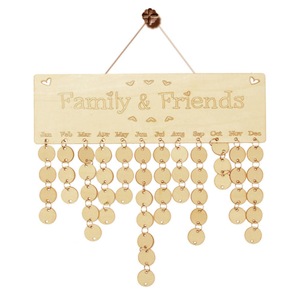 Wooden Anniversary Calendar Board DIY Family Friends Birthday Calendar Sign Special Dates Hanging