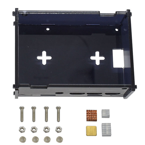 Black DIY Acrylic Case Box Shell with Screw and Silver Big Copper Aluminum Heatsink for 3.5 Inch TFT Screen Raspberry Pi 4B